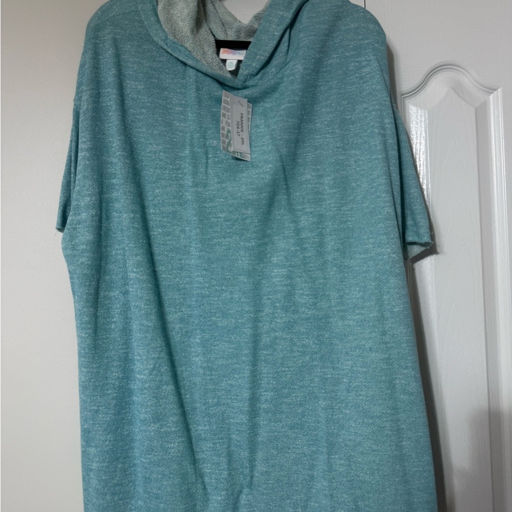 LuLaRoe 2XL Teal Frankie Hoodie Sweatshirt